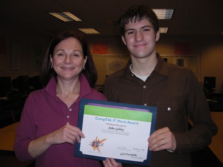 CompTIA award with Mrs. G